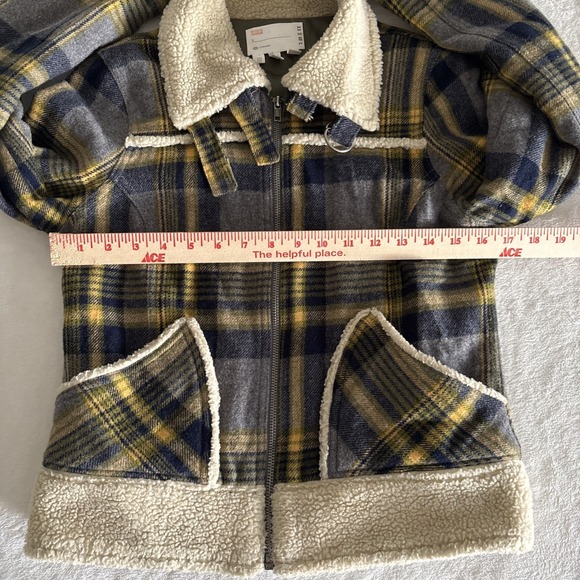 Urban Outfitters Plaid Wool Blend Sherpa Jacket Zip Front BDG UO - Picture 4 of 9